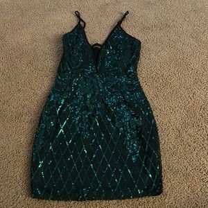 PLT Emerald Sequin Mini Dress